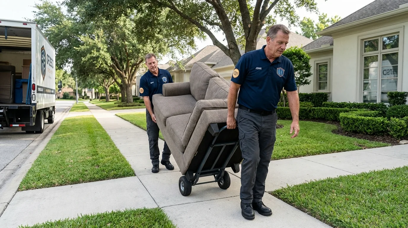 Local residential moving crew loading furniture in Frankfort, ME